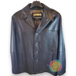 Vtg 90s Wilsons Pelle Studio Black Leather Blazer Car Coat L